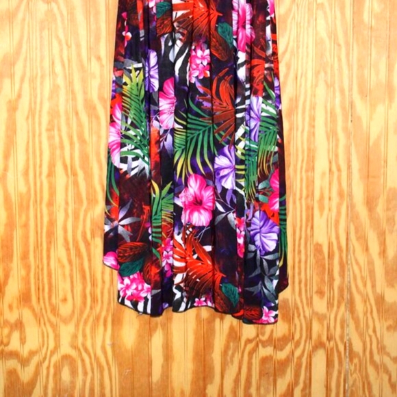 🌺 Just Love Strapless Maxi Dress L — Tropical Hibiscus High-Low Hem 🌴 - Picture 5 of 9